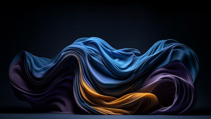 Aufkleber - generative AI. Flowing Blue Fabric Artwork Backdrop