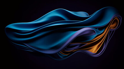 Aufkleber - generative AI. Flowing Blue Fabric Artwork Backdrop