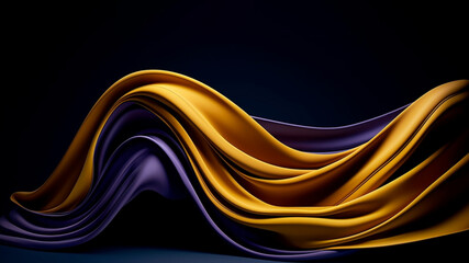 Aufkleber - generative AI. Dynamic and flowing artwork created by yellow fabric blowing in the backdrop