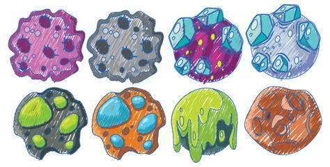 Wall Mural - Space Objects in Pencil Colour Sketch Simple Style