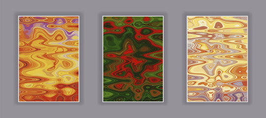 Wall Mural - Set of Liquid color trendy textures. Abstract wave and splash effect 