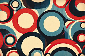 Poster - wall covered in colorful circles in a repetitive pattern. generative ai