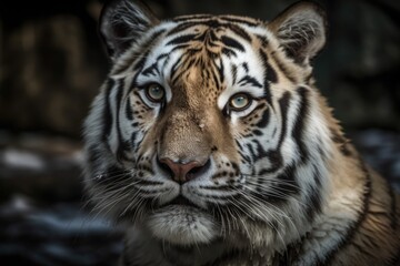 Poster - a zoo's Siberian tiger. Generative AI