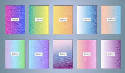 Aufkleber - Set of covers design templates with vibrant gradient background. Modern trendy poster with geometric shapes

