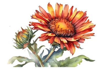 Canvas Print - vibrant watercolor sunflower on a clean white background. Generative AI