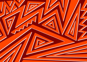 Poster - minimalist background with abstract geometric and curly lines. simple aztec ornament
