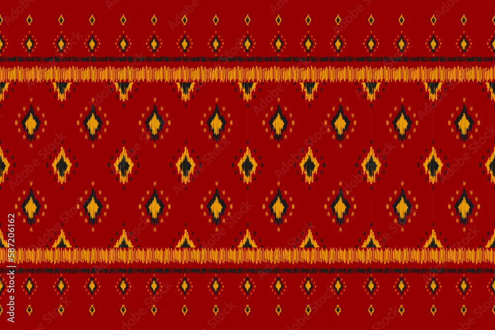 Carpet ikat red pattern art. Geometric ethnic ikat seamless pattern in ...