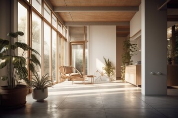 Poster - Scandi Boho style modern vacant dwelling. Midcentury minimalism. Generative AI
