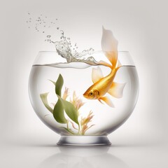 Gold fish and flower in a bowl