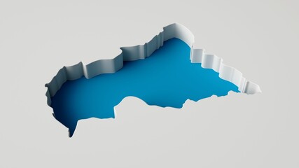 Sticker - 3D rendered blue map of Central African Republic on a white background - travel and vacation concept