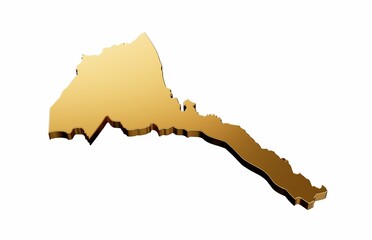 Canvas Print - 3D render of a gold Eritrea shaped map isolated on a white background