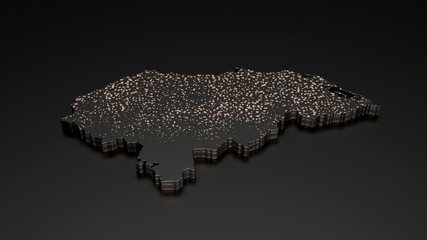 Poster - 3D illustration of Honduras' black stone texture map isolated on a dark background with shadow