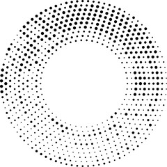 Wall Mural - Halftone circle frame, black dots pattern border