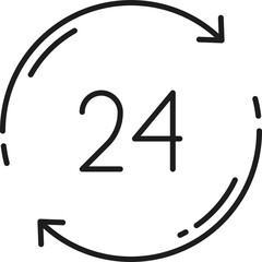 Aufkleber - 24 hours delivery service icon. Outline timer