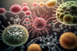 © Oleksandr - AI generated medical illustration of virus bacteria microbe cancer cell isolation different colors