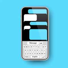 Poster - Realistic phone messages. Internet network. Screen social media. Vector illustration.
