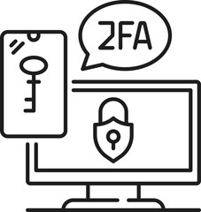 Wall Mural - 2FA password authentication, 2 factor verification