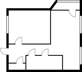 Aufkleber - Apartment floor plan, rooms and balcony blueprint