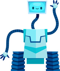 Poster - Futuristic robot waving hand, cartoon character