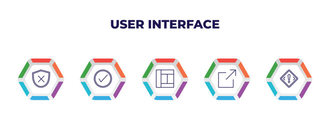 Poster - editable outline icons with infographic template. infographic for user interface concept. included desactivate, check square, layout, export, exclamation button icons.