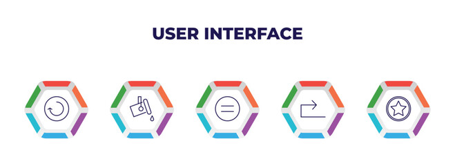 Poster - editable outline icons with infographic template. infographic for user interface concept. included reload, paint, equal, forward, favorites button icons.
