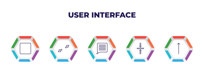Poster - editable outline icons with infographic template. infographic for user interface concept. included rounded corners square, expand tool, text in, vertical align, slim up icons.