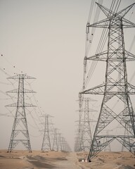 Canvas Print - Power towers on a gloomy day