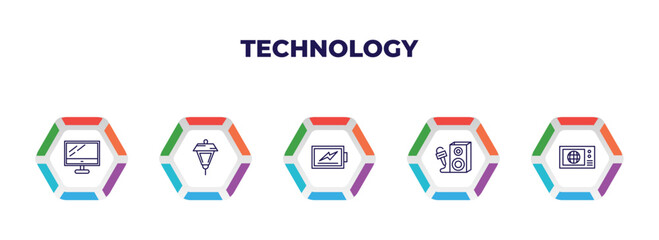 Poster - editable outline icons with infographic template. infographic for technology concept. included compu