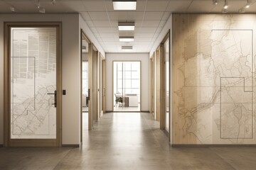 Wall Mural - Map of the interior corridors in an office. Generative AI