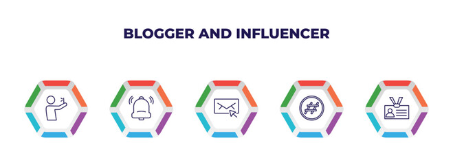 Poster - editable outline icons with infographic template. infographic for blogger and influencer concept. in