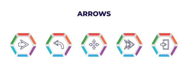 Poster - editable outline icons with infographic template. infographic for arrows concept. included right arr