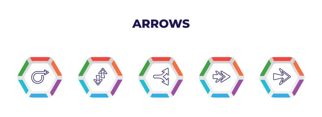 Poster - editable outline icons with infographic template. infographic for arrows concept. included right cir