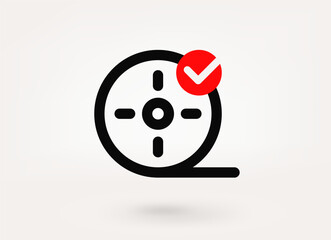 Aufkleber - Cinema pictogram with approve check mark. Linear vector linear icon