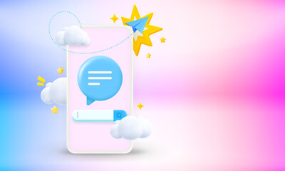 Poster - Searching media using internet. 3d vector banner with copy space