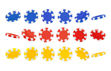 Aufkleber - Color casino chips collection isolated on white background. 3d vector icon 
