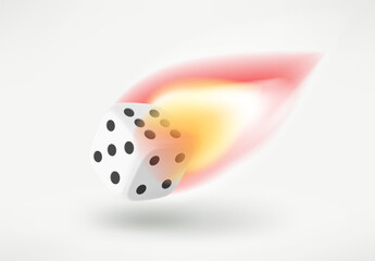 Aufkleber - Flaming dice isolated on white background. 3d vector clipart
