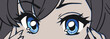 Anime manga blue eyes close up. Monochrome palette. Hand drawn vector