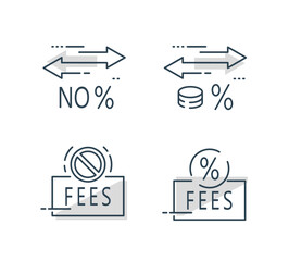 Poster - zero commission, low percentage payment, deposit or withdraw money, financial transfer services, cur