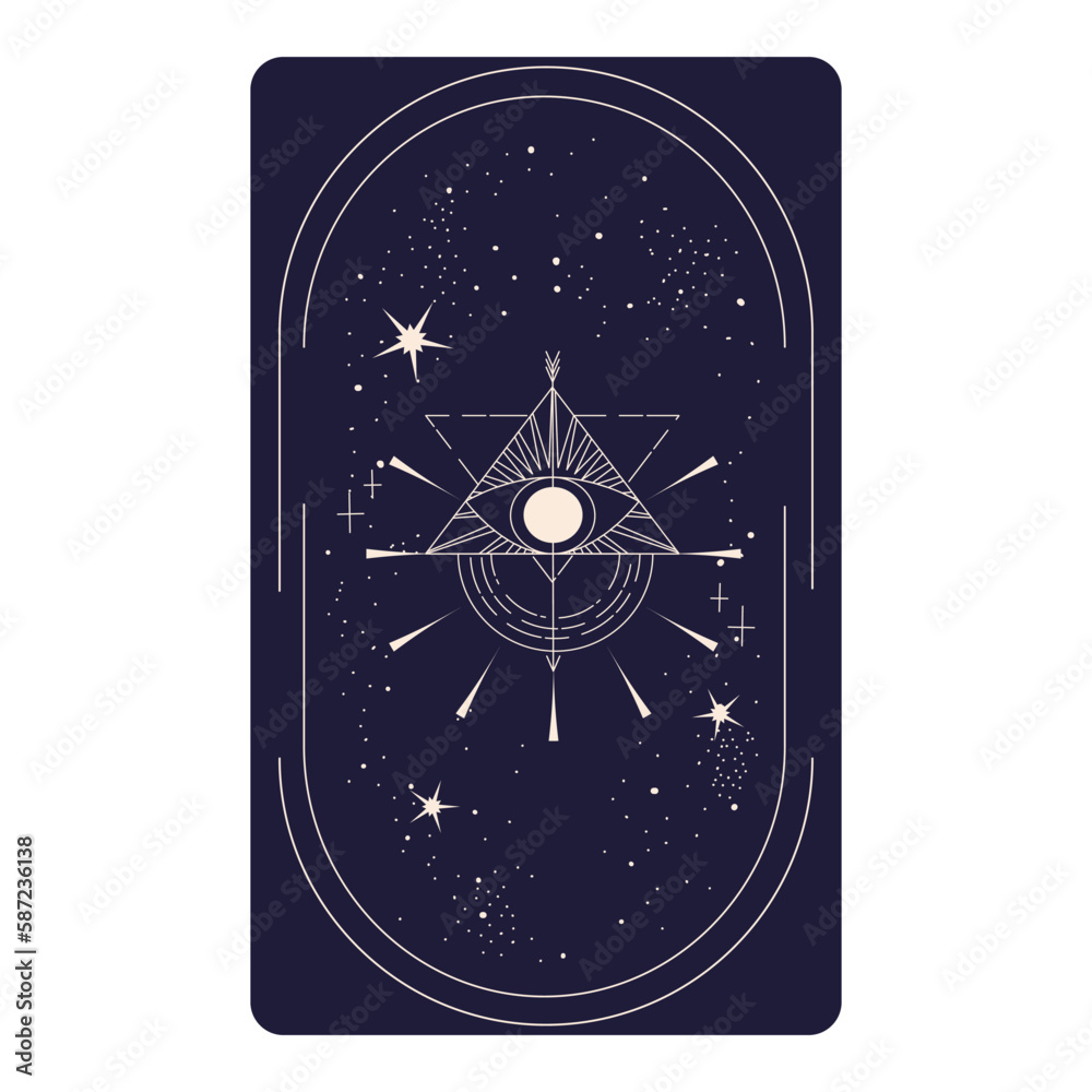 Pyramid Collection Tarot Tarot card with mystic eye pyramid in frame isolated. Boho esoteric ...