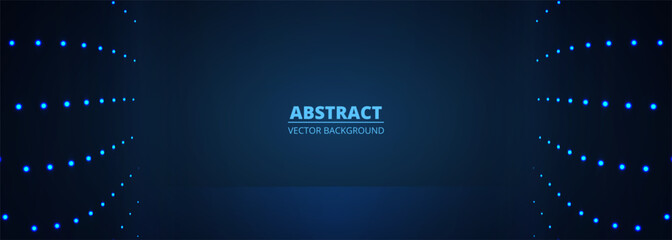 Poster - Dark blue vector wide abstract technology background with blue particle dots. Vector illustration