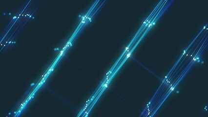 Poster - Abstract Hi-Tech Glowing Grid Network Background/ 4k animation of an abstract 3d rendered background of glowing grid with floating wire network in slow motion mode