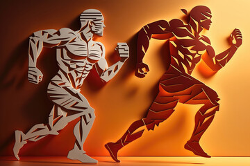 Wall Mural - Paper art fitness man, AI generated