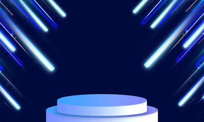 Poster - Bright abstract futuristic background with neon lines. Light neon effect Laser light show energy waves lash of light Design for illustration web template backgroung backdrop desktop podium