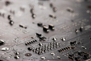Poster - microchip computer graphic card on white background top view
