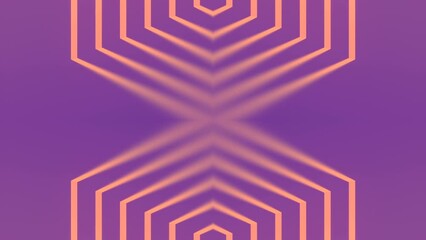 Poster - Symmetrical composition with animation of orange rays of light. 3d rendering 4K
