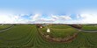 360° Panorama Windmühle Felderlanschaft von oben Luftaufnahme weiß