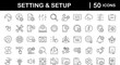 © SMUX - Settings and setup set of web icons in line style. Setup icons for web and mobile app. Settings, installation, maintenance, update, download, configuration, options, control. Vector illustration