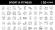 © SMUX - Sport and Fitness set of web icons in line style. Gym and health care. Healthy lifestyle icons. Nutrition and dieting, training, body care, healthy food, workout, muscle, weight and more
