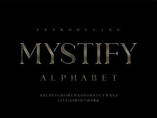 Poster - Vector of stylized modern glamorous font and alphabet design with uppercase, numbers and symbols