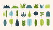 © Yelyzaveta - Simple trees bushes. Cartoon forest plants with foliage, minimal flat shrub botanical garden nature elements. Vector set